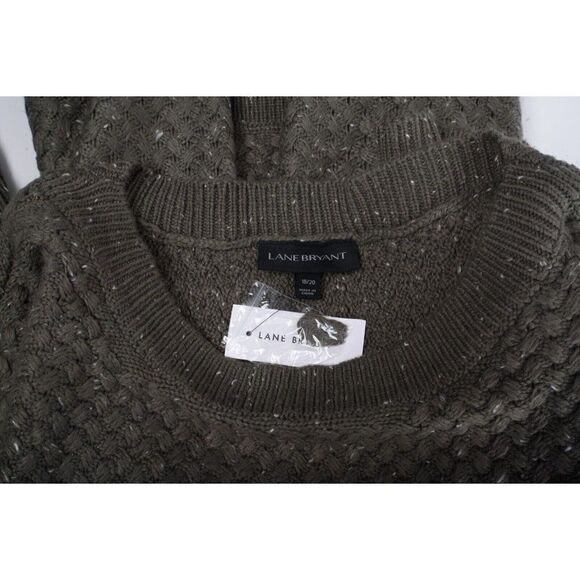 Lane Bryant Womens Sweater Plus Size 18-20 Olive Green Woven Knit Textured NWT - Picture 6 of 6
